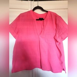 J. Crew V-neck Gauze Pink top, Large